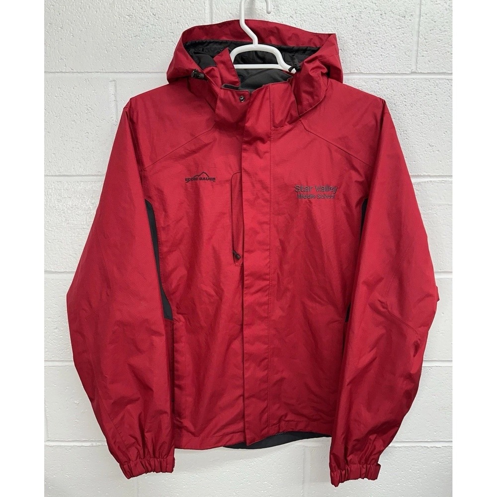 Eddie Bauer WeatherEdge Rain Jacket Red Waterproof Hooded EB550 / Mens XL